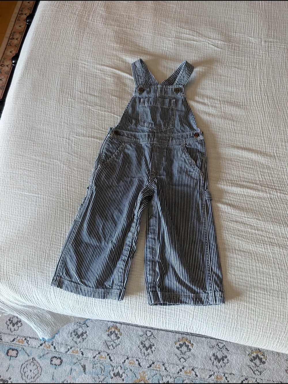 GAP Navy and White Pinstripe Kids Overalls
